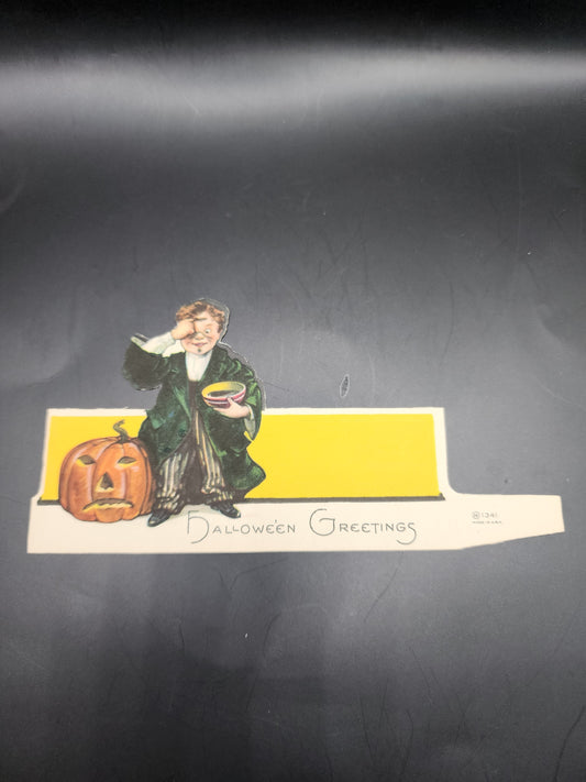 Mint 1920's Halloween Hall Brothers place card boy with Jack o latern