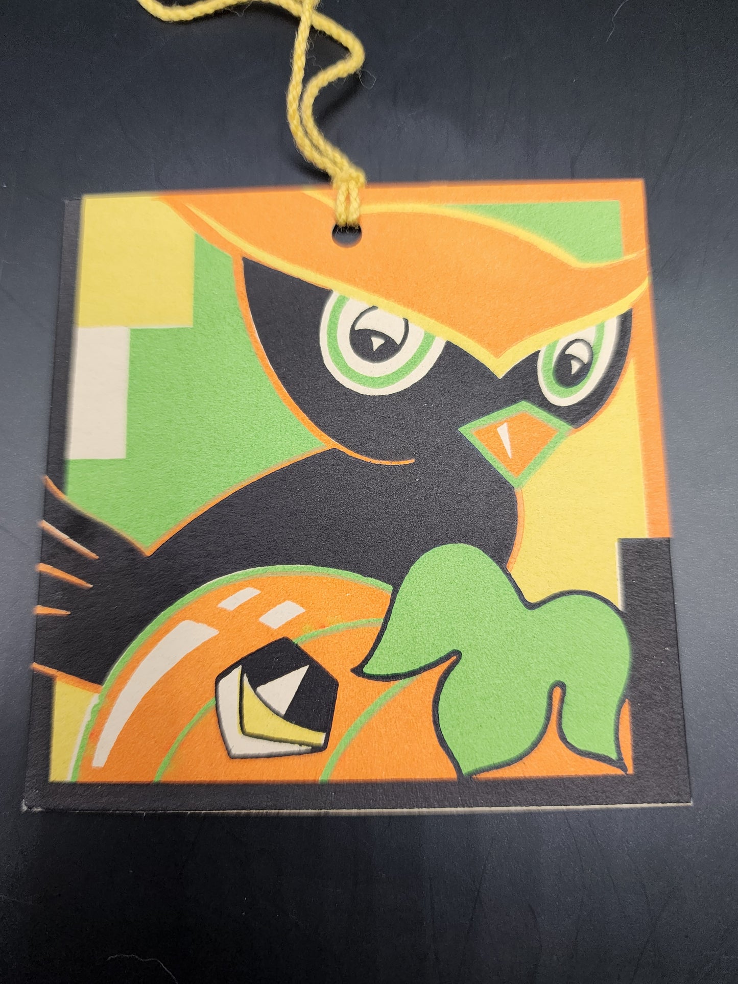 Halloween Bridge Tally Card, Gibson 1920s Ephemera, Art Deco Owl & JOL, Unused