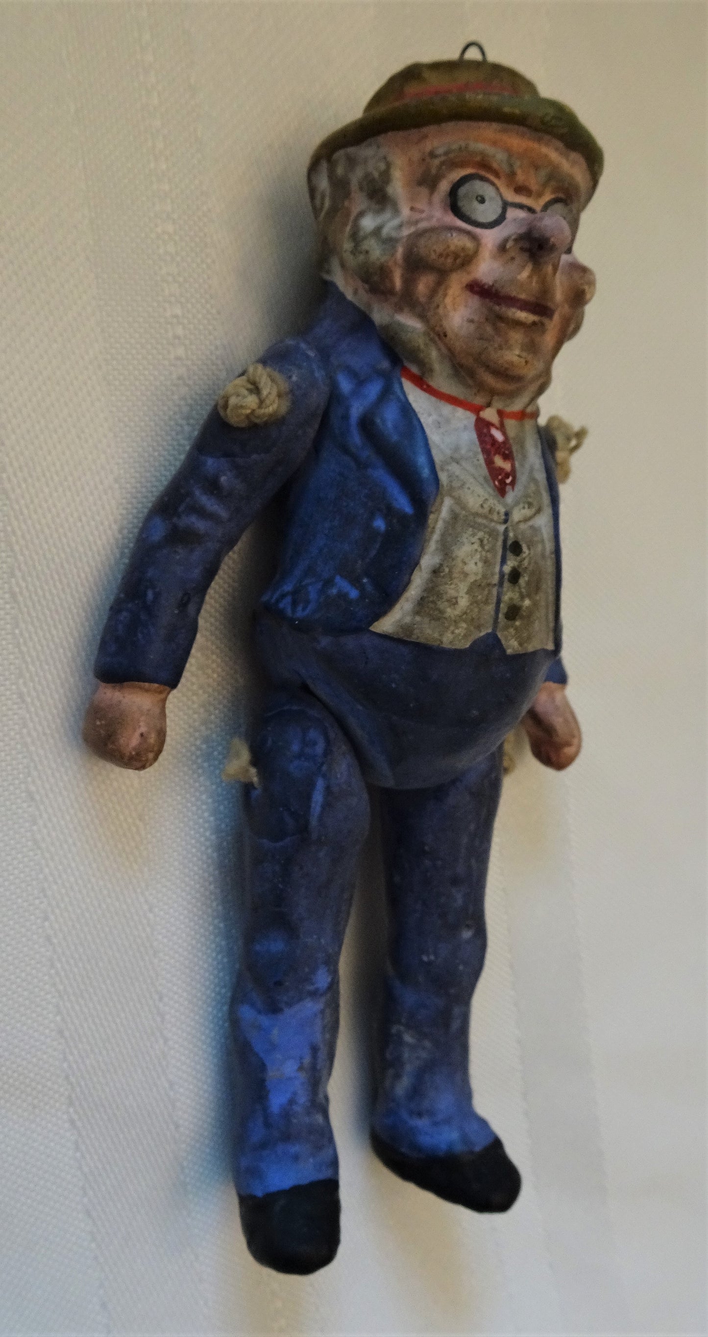 Old German Jointed Heavy Composition Ornament, "Foxy Grandpa" Comic Character