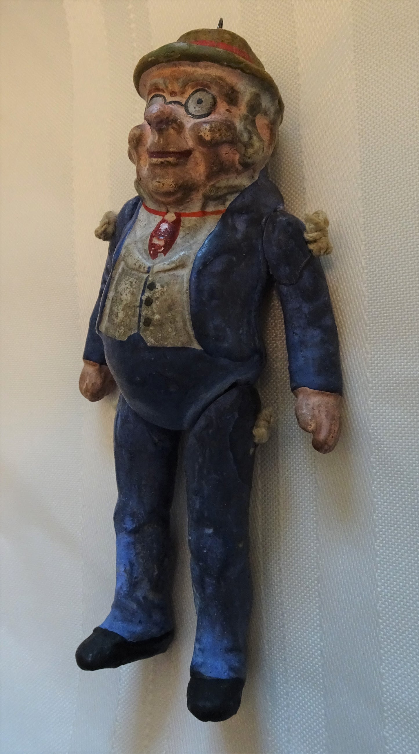 Old German Jointed Heavy Composition Ornament, "Foxy Grandpa" Comic Character