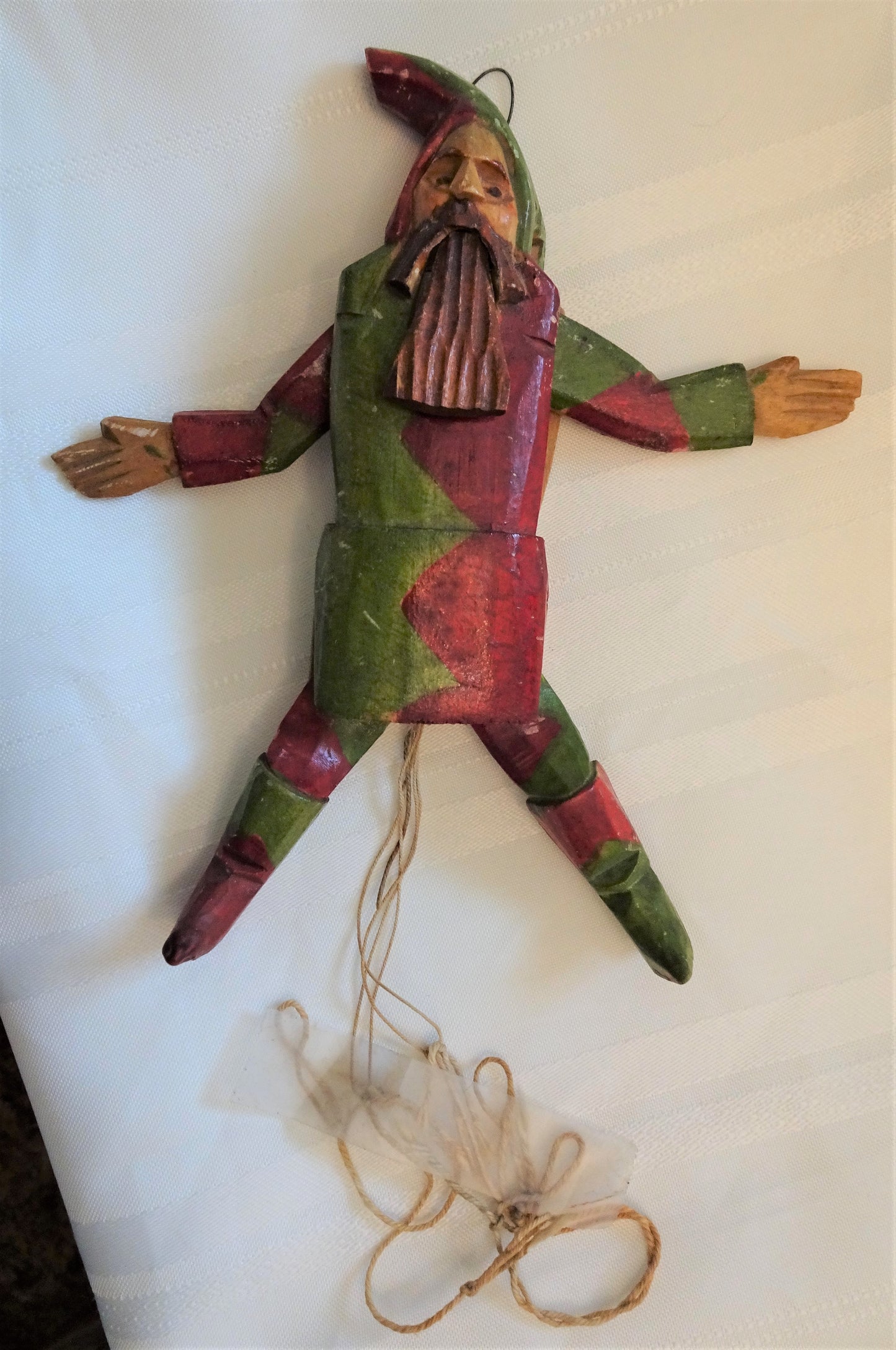 RARE Old German Hand-Carved Gnome Jumping Jack Ornament