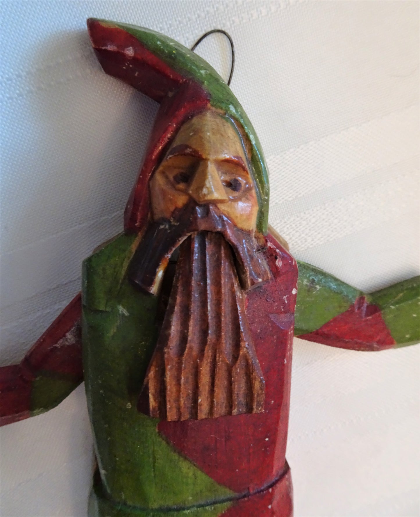 RARE Old German Hand-Carved Gnome Jumping Jack Ornament