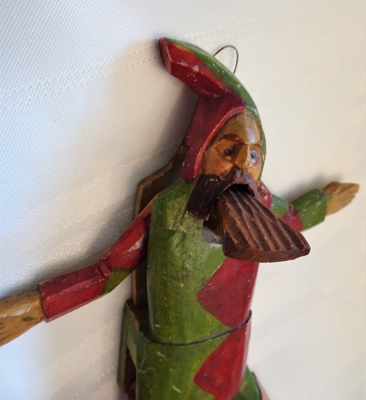 RARE Old German Hand-Carved Gnome Jumping Jack Ornament