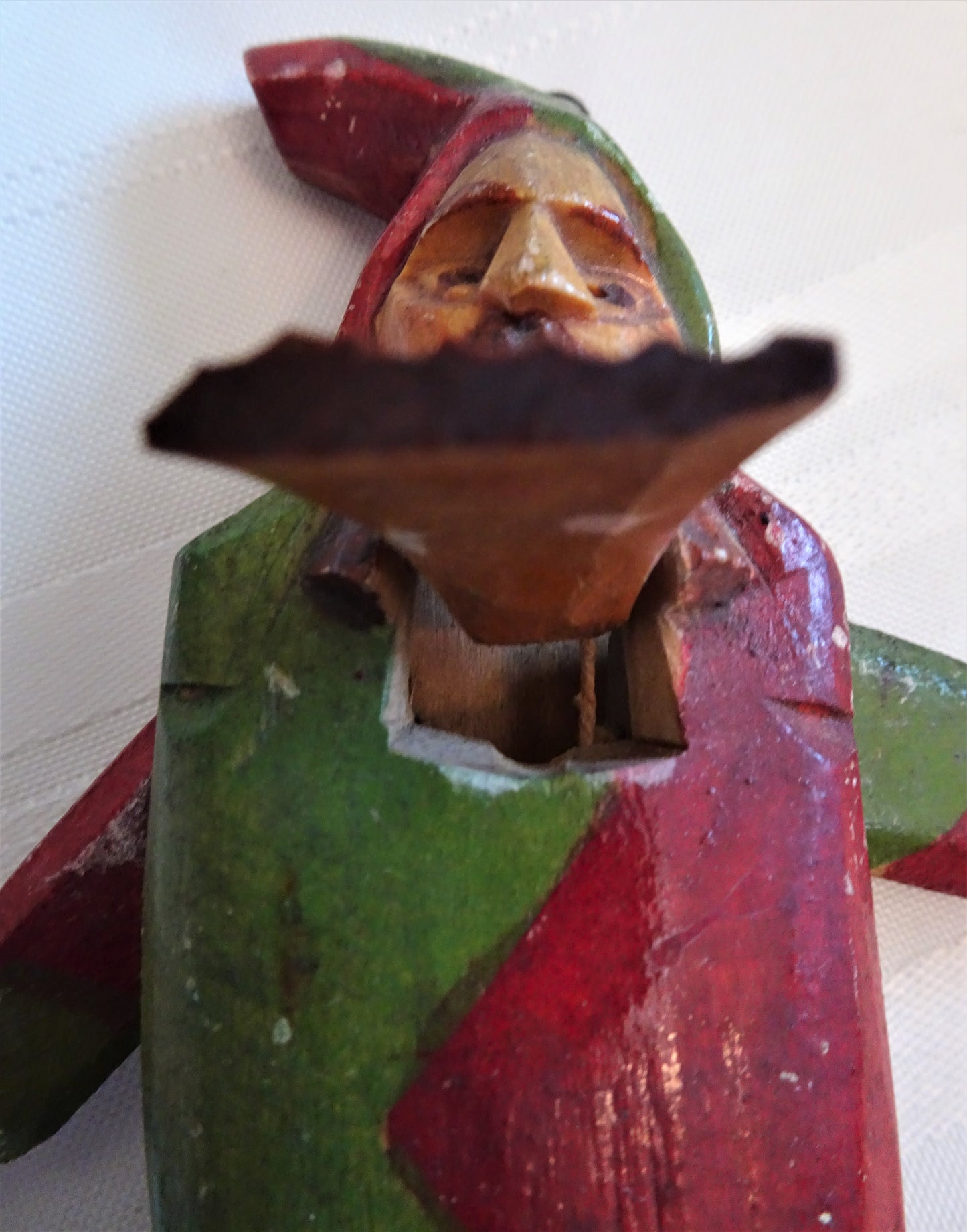 RARE Old German Hand-Carved Gnome Jumping Jack Ornament