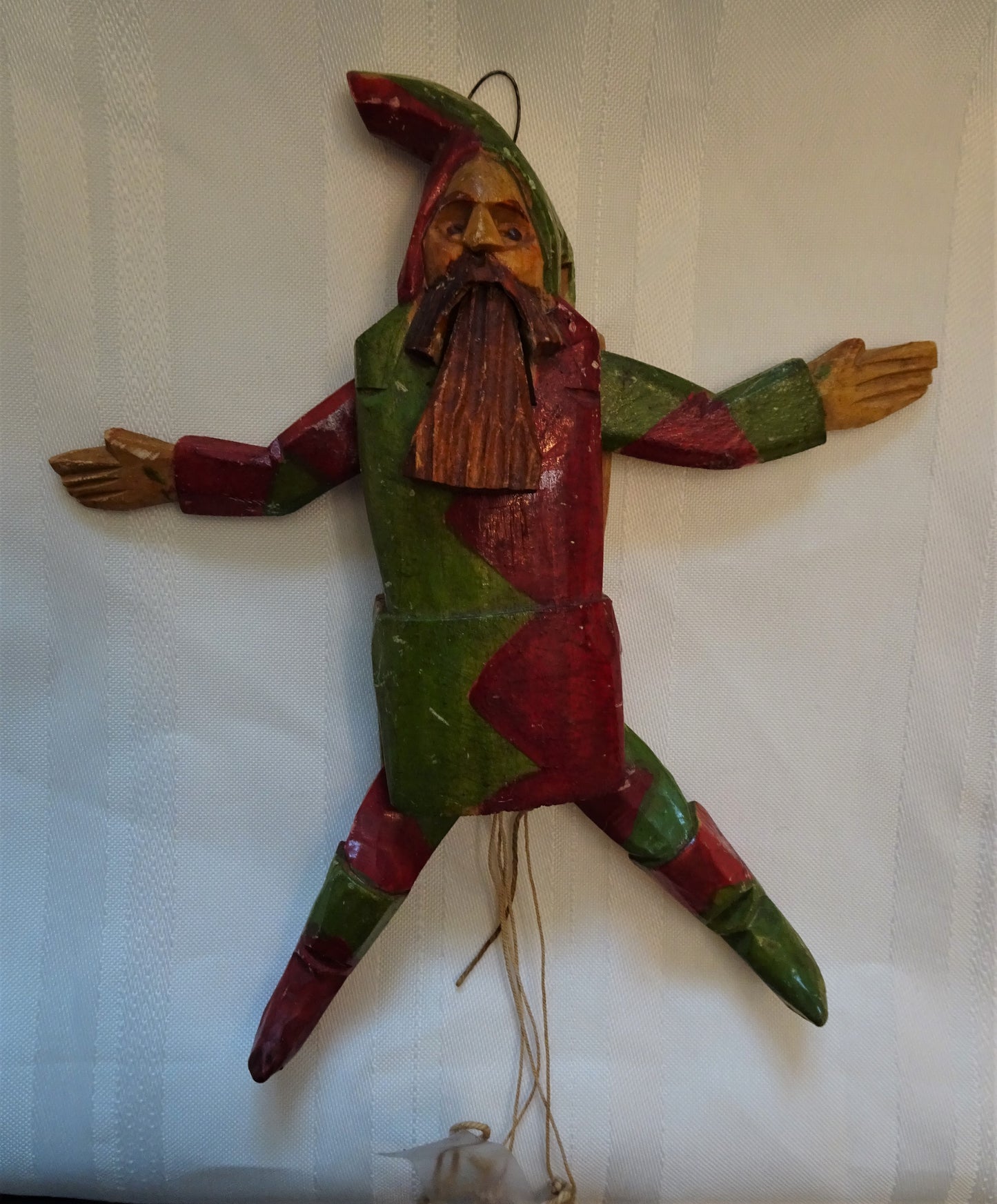 RARE Old German Hand-Carved Gnome Jumping Jack Ornament