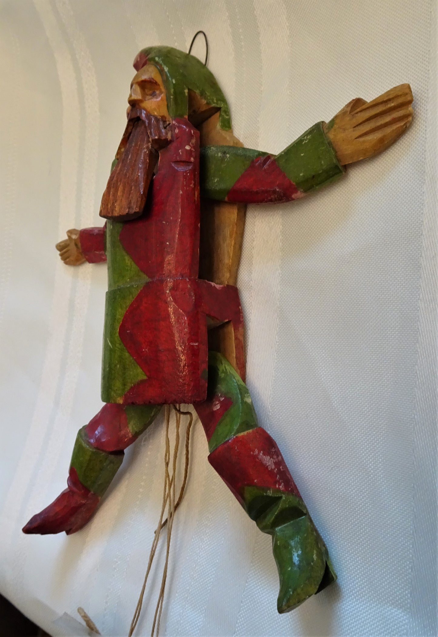 RARE Old German Hand-Carved Gnome Jumping Jack Ornament