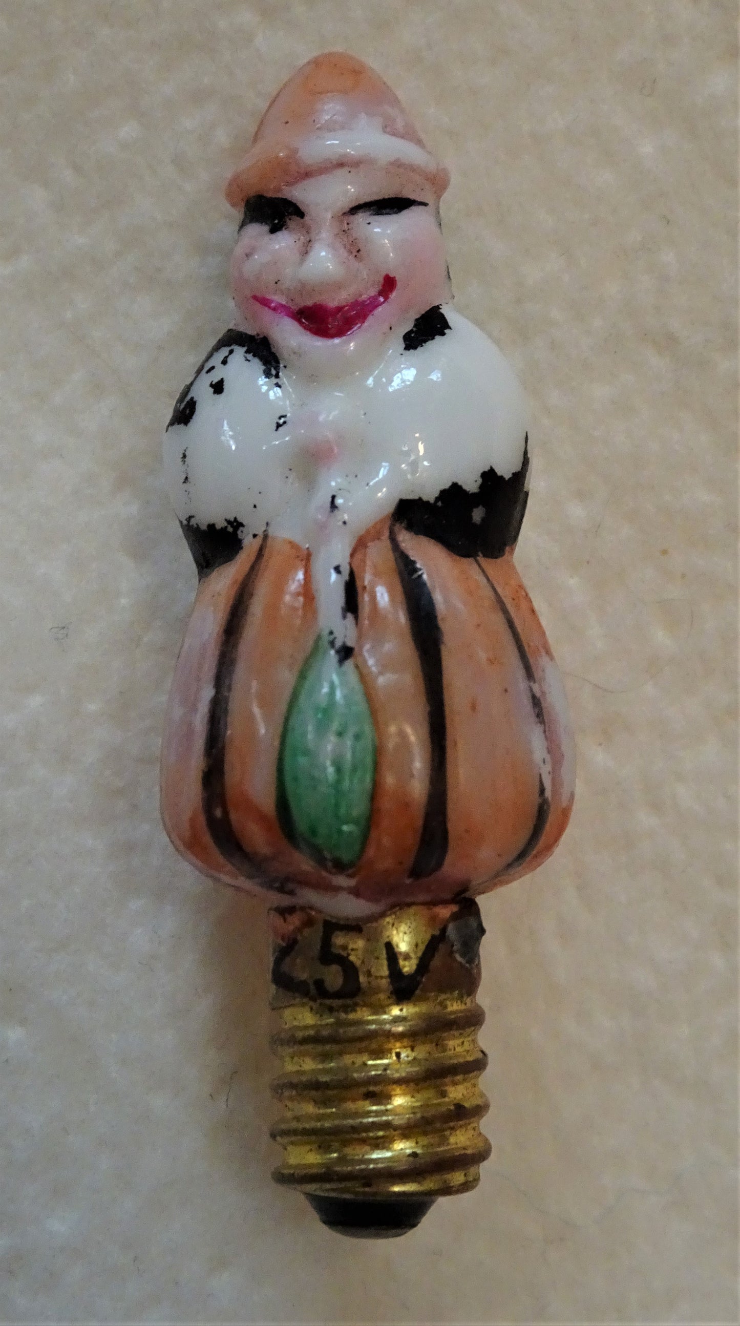 Extremely Rare Tiny Old Milk Glass Figural WITCH Light Bulb