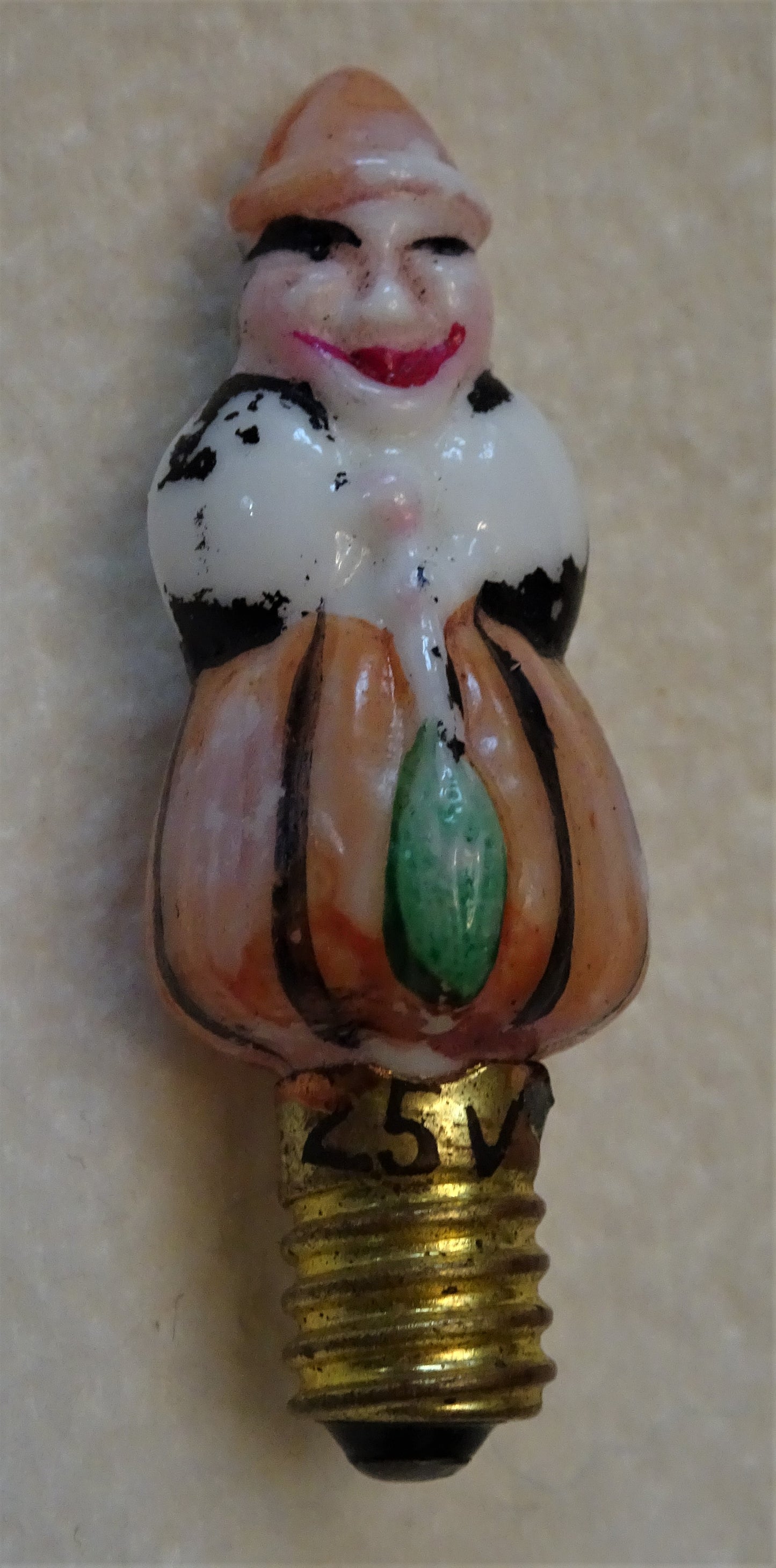 Extremely Rare Tiny Old Milk Glass Figural WITCH Light Bulb