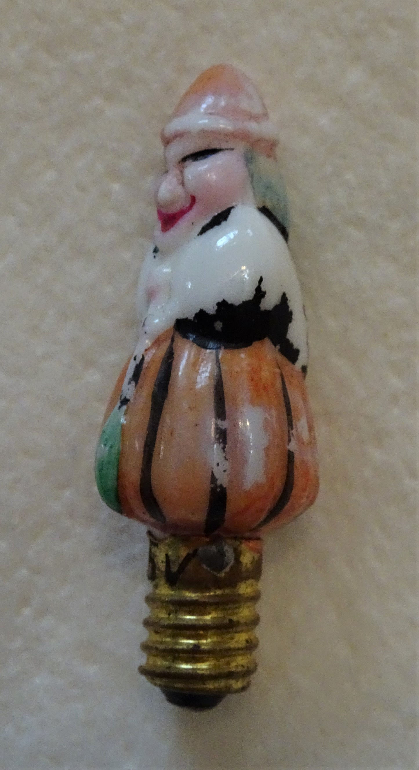 Extremely Rare Tiny Old Milk Glass Figural WITCH Light Bulb