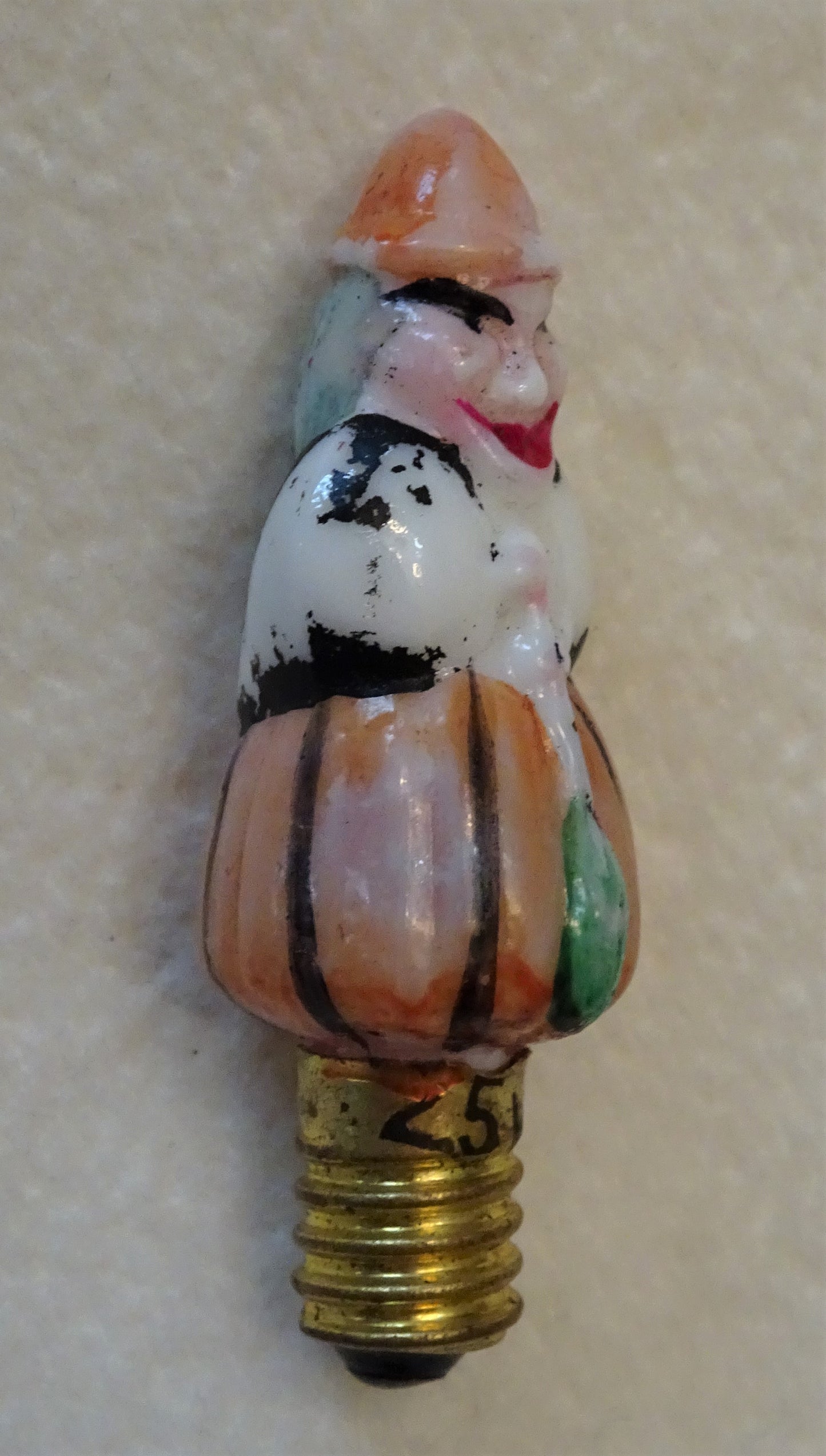 Extremely Rare Tiny Old Milk Glass Figural WITCH Light Bulb