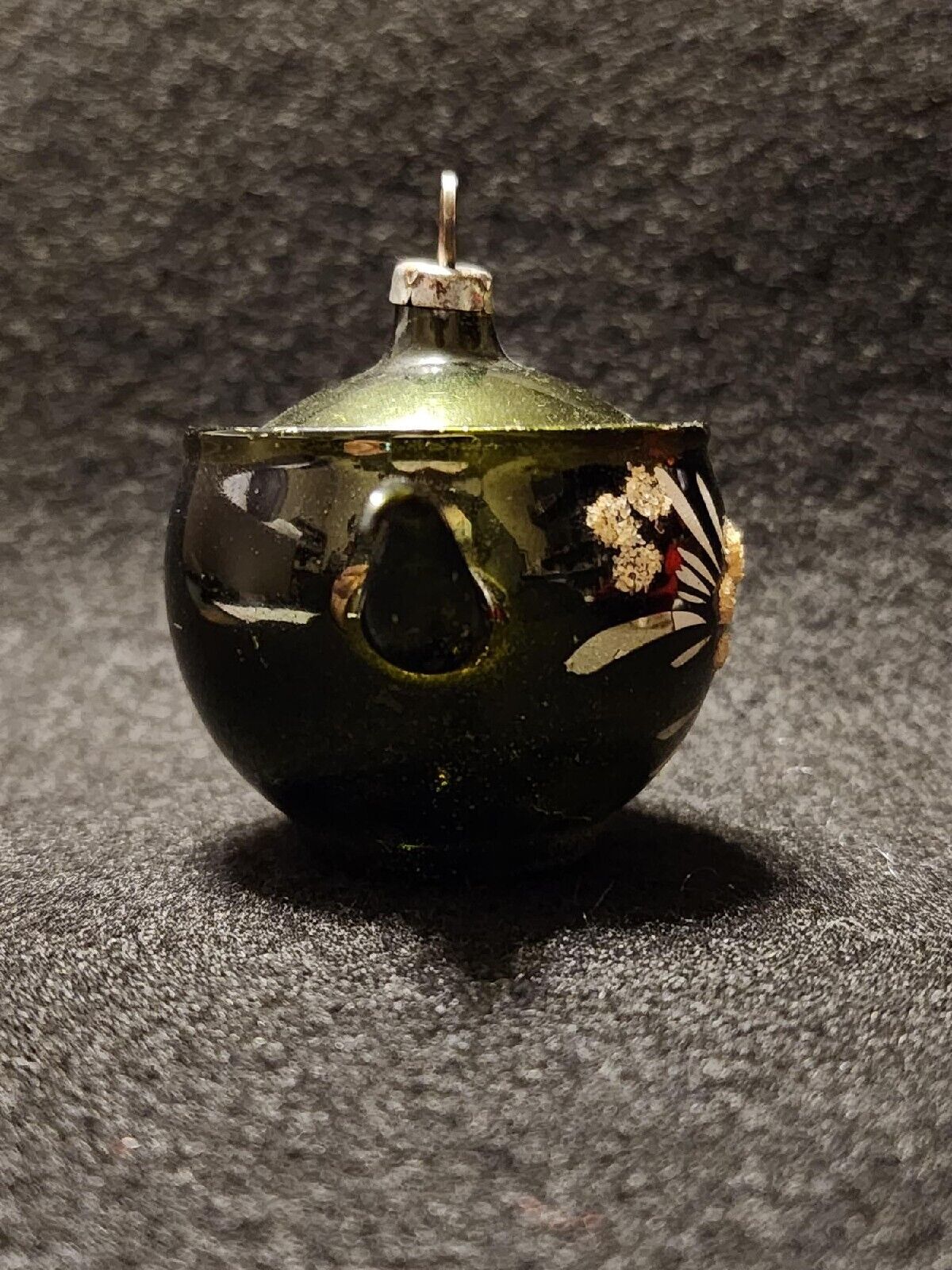 Old Antique German Dark Green Lauscha Teapot Christmas Ornament ~1920s