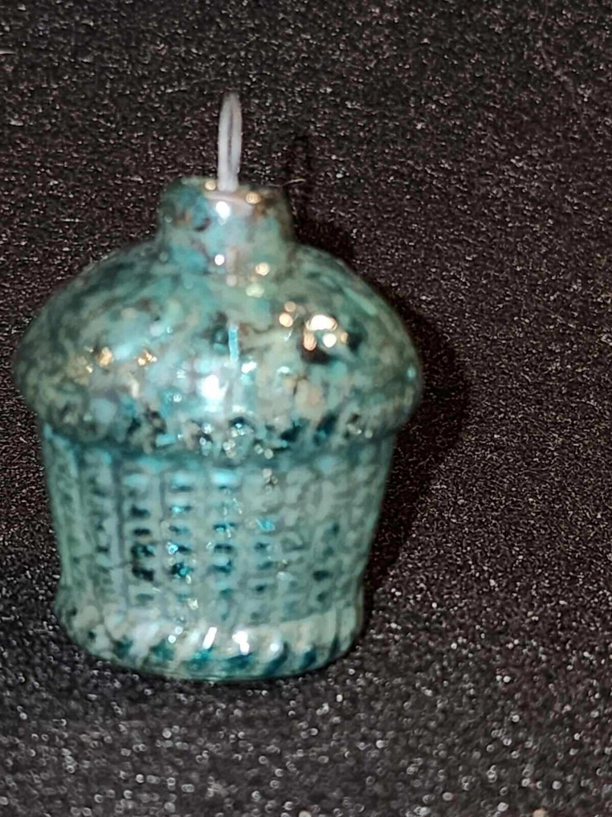 Antique Japan Tiny Blue Basket Christmas Ornament for Small Feather Tree