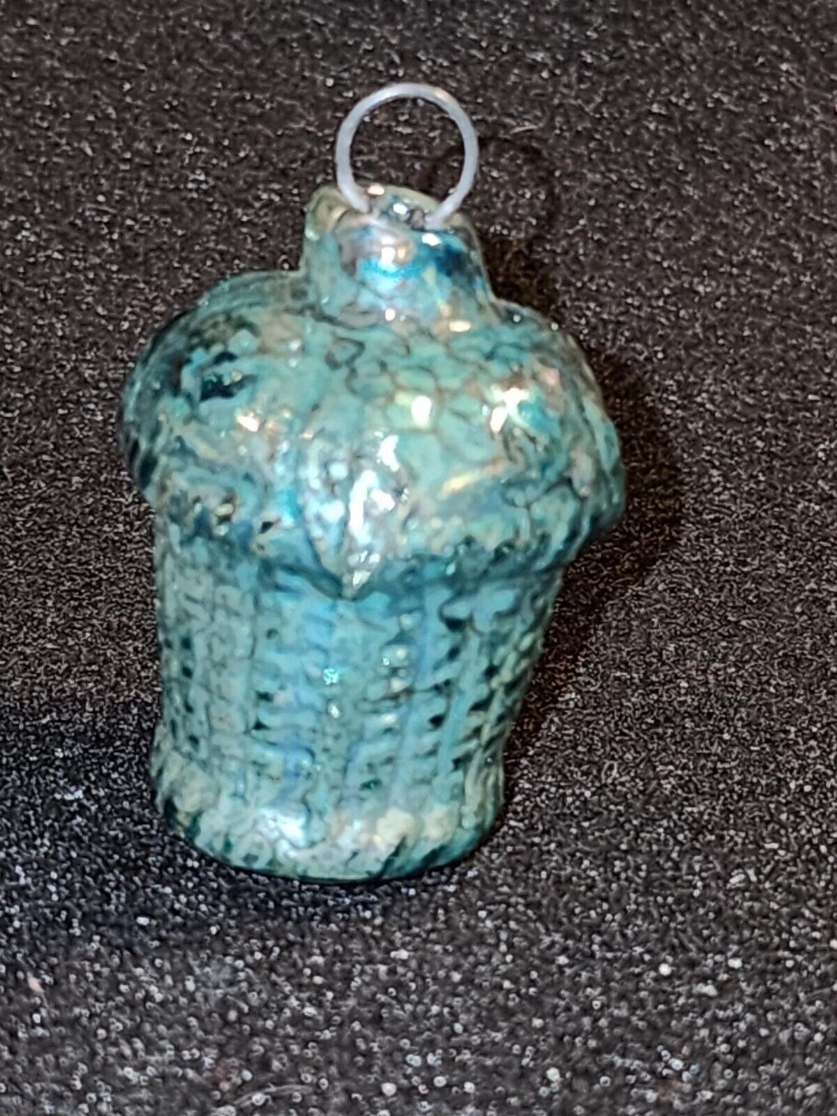 Antique Japan Tiny Blue Basket Christmas Ornament for Small Feather Tree