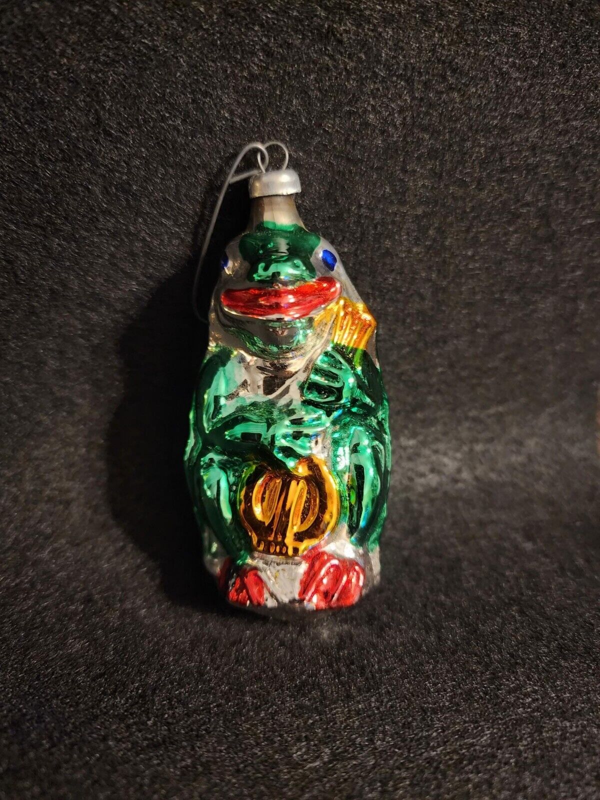 West German Cute Frog with Banjo Christmas Ornament ~1950