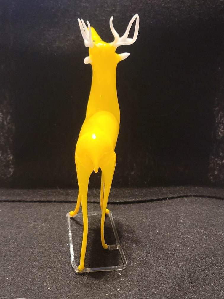 Rare Yellow Antique German Art Glass/Bimini Reindeer Ornament Circa 1920